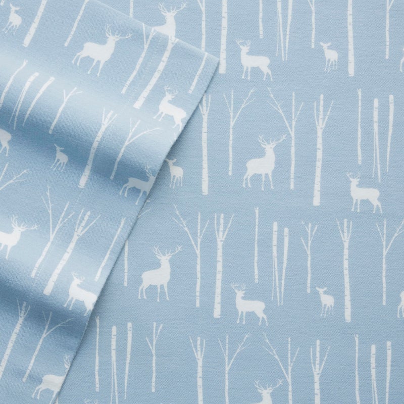 Eddie Bauer - Flannel Sheets Queen Size, Anti-Pilling & Wrinkle Resistant Cotton, Touchably Soft for All-Season Comfort - Bed Sheets with Matching Pillowcases & Fitted Sheet (Birch Forest Light Blue) - Image 2
